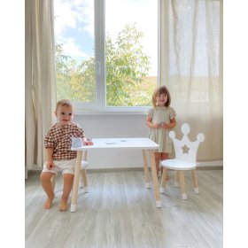 Children's table with chairs - Crown - white, Ourbaby