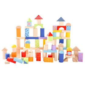 Colored wooden blocks 100 pcs, EcoToys
