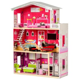 Wooden dollhouse with Kayla lift, EcoToys