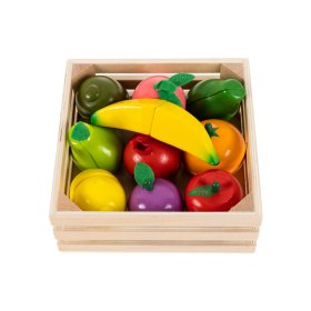 Wooden set of fruits in a crate, EcoToys