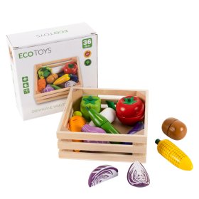Wooden vegetables in a box - 10 pcs, EcoToys