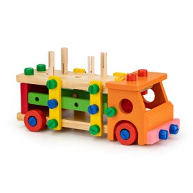 Wooden construction set with tools