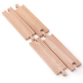 Bigjigs Rail Long straight rails 21 cm 4 pcs, Bigjigs Rail