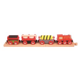 Bigjigs Rail Freight train red + 3 tracks, Bigjigs Rail