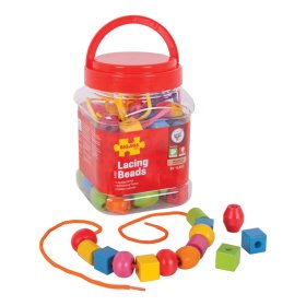 Bigjigs Toys Wooden string beads in a jar, Bigjigs Toys