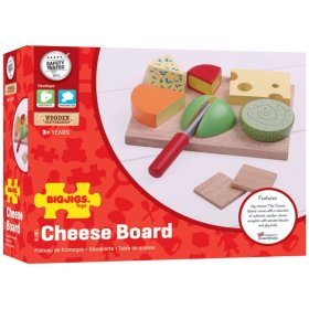 Bigjigs Toys Set of wooden food cheeses on a plate, Bigjigs Toys