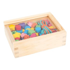 Small Foot Wooden stringing beads shapes in a box, Small foot by Legler