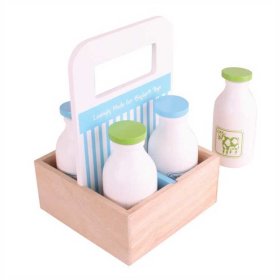 Bigjigs Toys Wooden milk in a portable box