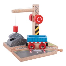 Bigjigs Rail Crane with gravel, Bigjigs Rail