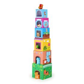 Small Foot Cube tower with wooden animals, Small foot by Legler