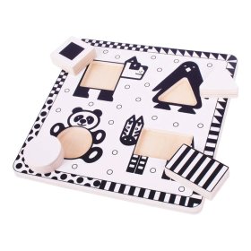 Bigjigs Toys Wooden insert puzzle black and white shapes 1