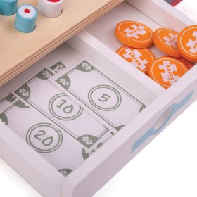 Bigjigs Toys Wooden cash register red, Bigjigs Toys