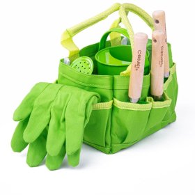 Bigjigs Toys Garden tool set in canvas bag green, Bigjigs Toys