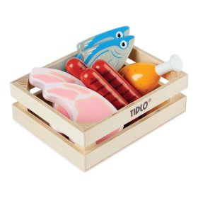 Tidlo Wooden box with meat and fish, Tidlo