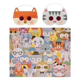 Petit Collage Puzzle animals 100 pcs with 3D glasses, Petit Collage