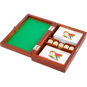 Small Foot Playing dice and cards in a wooden box, Small foot by Legler