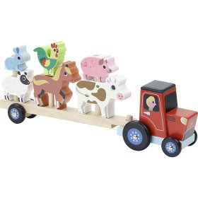 Vilac Wooden tractor with attachable animals