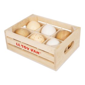 Le Toy Van Farm eggs in a crate