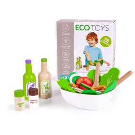 Wooden salad with bowl, EcoToys