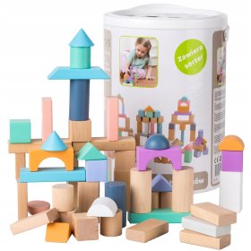 Wooden cubes in a box - 100 pcs, EcoToys