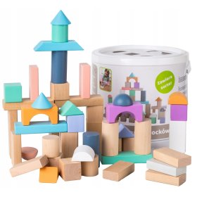 Wooden cubes in a box - 50 pcs, EcoToys