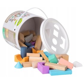 Wooden cubes in a box - 50 pcs, EcoToys