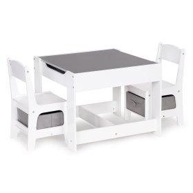Set of children's table and 2 gray chairs, EcoToys