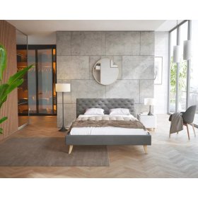 Upholstered bed California 140 x 200 cm - dark gray, FDM
