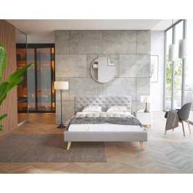 Upholstered bed California 140 x 200 cm - gray, FDM