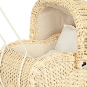Wicker stroller for dolls - natural wood, small foot