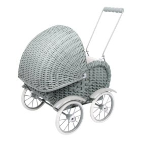 Wicker pram for dolls - gray, small foot