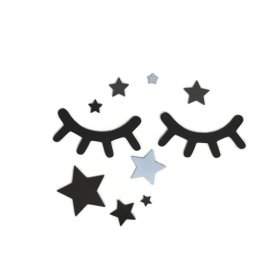 Wall decoration: Sleeping eyes with stars - blue