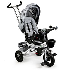 360° Rotating Tricycle Grey Delux with Canopy ECOTOYS, EcoToys