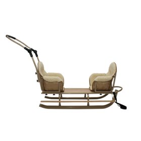 Beige sledges for twins Duo - different colors of seats, Mikrus