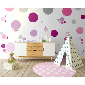 Wall Decoration - Pink Circles and Spots, Mint Kitten