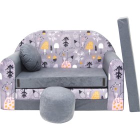 Children's sofa Forest with a squirrel - gray