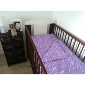 Polka Dot Baby Cot Bedding Set - Purple, Frotti