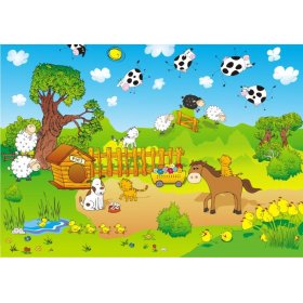 Farm Wall Mural, Mint Kitten