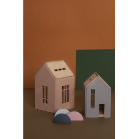Magnetic Montessori wooden house - pink, Babai