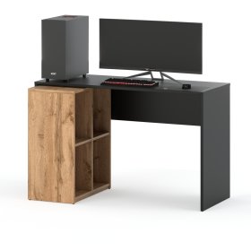 Black desk with shelf Black