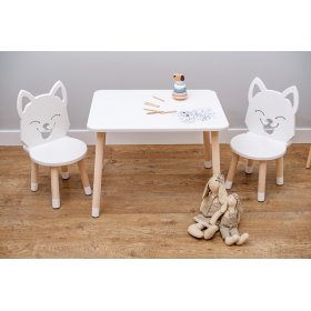 Children's table with chairs - Fox - white