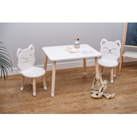 Children's table with chairs - Cat - white, Ourbaby®