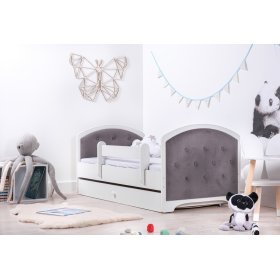 Upholstered bed Luna with barrier - dark gray