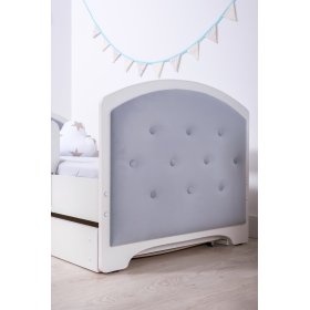 Upholstered bed Luna with barrier - light gray, BabyBoo