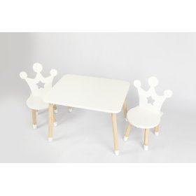 Children's table with chairs - Crown - white, Ourbaby