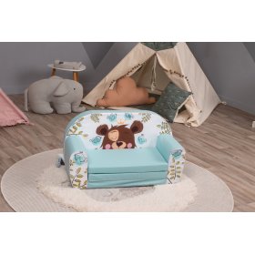 Children sofa Asleep teddy bear - turquoise, Delta-trade