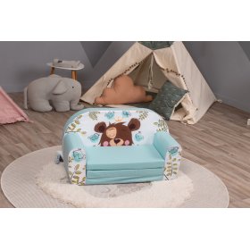 Children's sofa Sleeping bear - turquoise