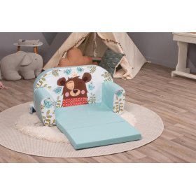 Children's sofa Sleeping bear - turquoise