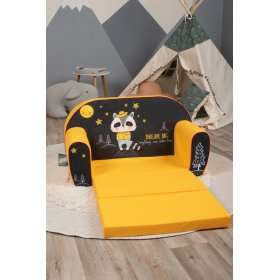 Children's sofa Raccoon - black-yellow