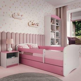Children's bed with Ourbaby barrier - pink-white, All Meble
